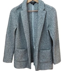 Vera Wang "Simply Vera" Soft Grey Knit Collared Open Front Coat